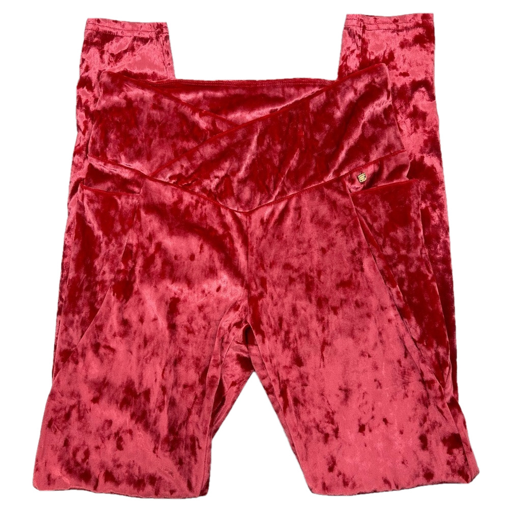 Fabletics Women's Crushed Velour Leggings Strawberry Red Medium